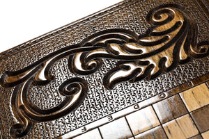 Plateau de Backgammon en Bois Marqueté Motifs Arméniens