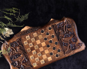 backgammon en bois naturel