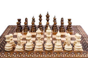 Jeu d'Echecs en Bois Original Noyer