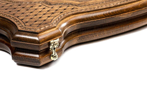 Plateau de Backgammon avec Cerf et Pions Blancs