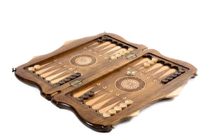 Plateau de Backgammon Église Pions Blancs et Noirs