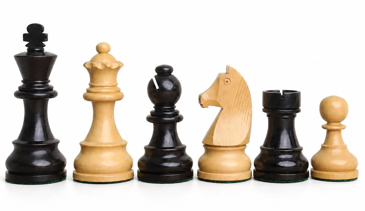 Pièces d'Échecs Staunton Noir <br>en Buis Indien