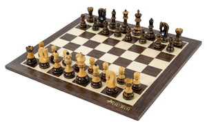 Jeu d'Échecs Élégance <br>avec Pièces en Bois Brûlé