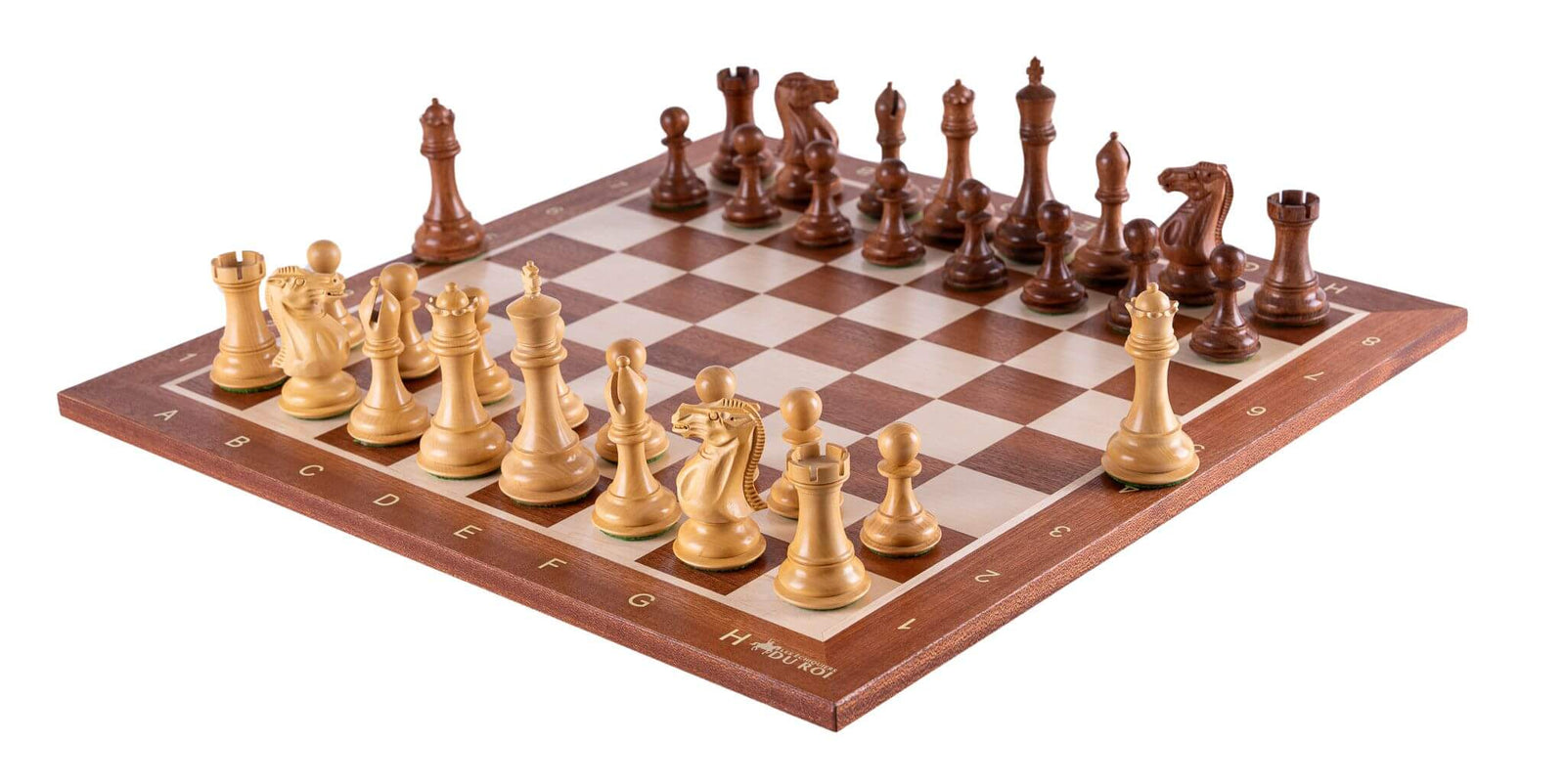 Jeu d’échecs Lauriers <br>en Bois de Buis & Acajou