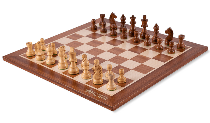 Jeu d'Échecs Clair Ambré  en Bois d'Acajou
