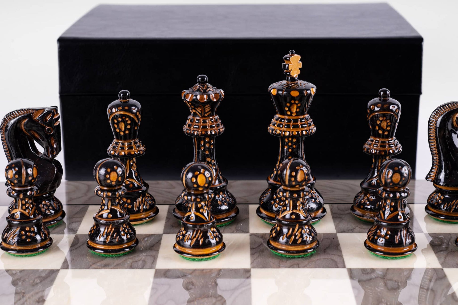 Jeu d'Échecs Prestige <br>en Loupe de Frêne (Haute Brillance)