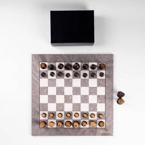 Jeu d'Échecs Prestige <br>en Loupe de Frêne (Haute Brillance)