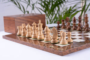 Jeu d'Échecs Suprême <br>en Loupe de Frêne et Buis