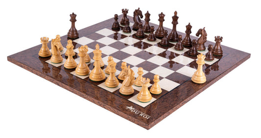 Jeu d'Échecs Audace <br>en Loupe de Frêne et Sheesham