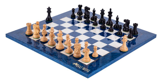 Jeu d'Échecs Azur <br>en Loupe de Frêne et Buis