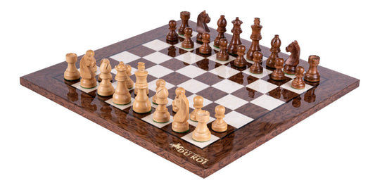 Jeu d'Échecs Suprême <br>en Loupe de Frêne et Buis