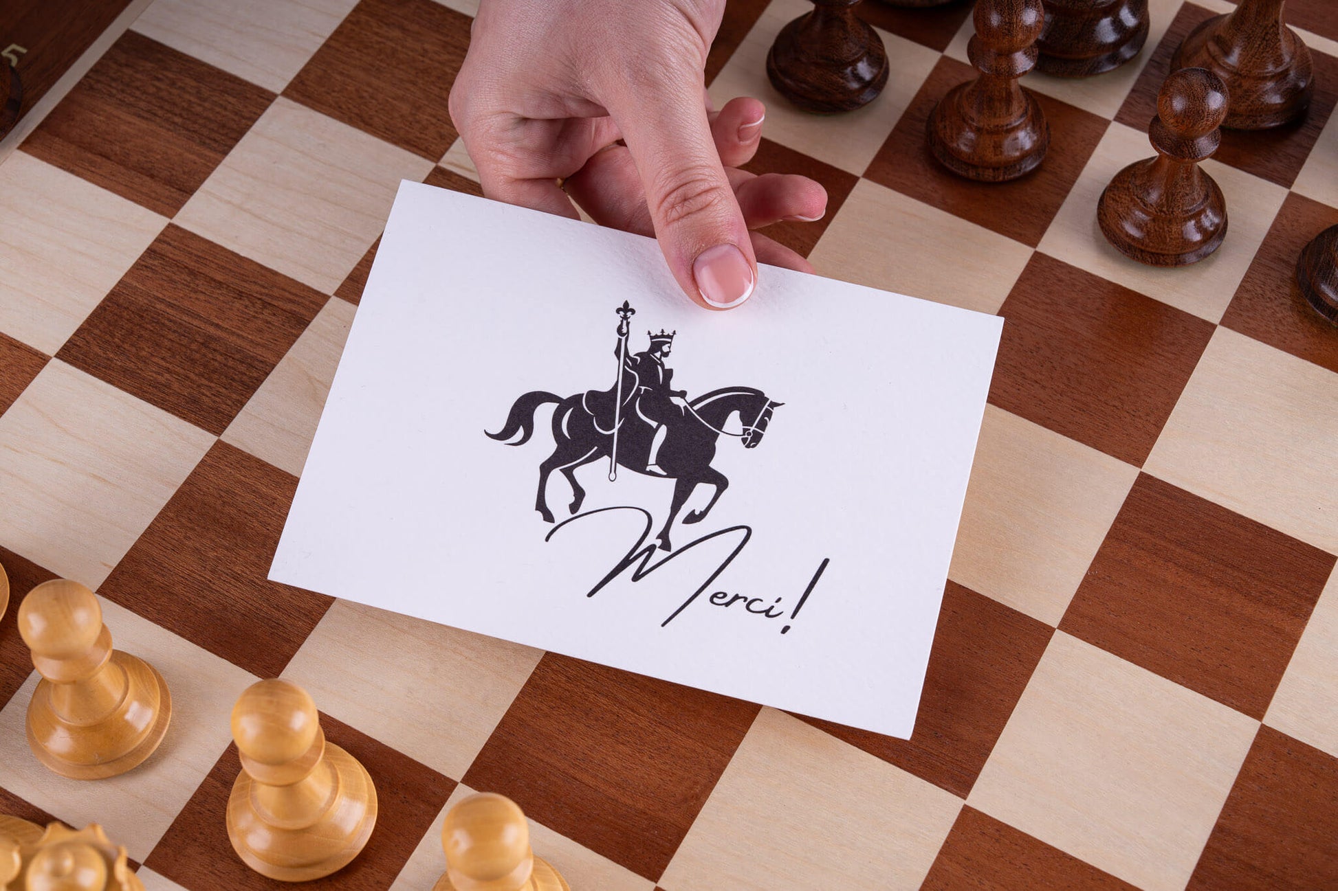 Jeu d’échecs Lauriers <br>en Bois de Buis & Acajou