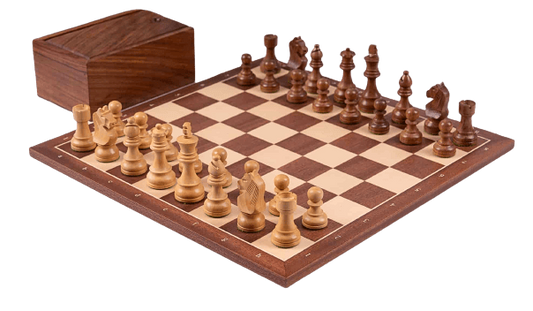 Jeu d’échecs Vintage<br> Lettré et Chiffré en bois d'acajou