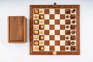 Jeu d'Échecs Délicatesse en Bois d'Acajou — vue du dessus