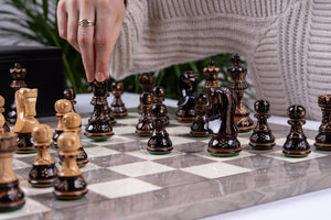 Jeu d'Échecs Prestige <br>en Loupe de Frêne (Haute Brillance)