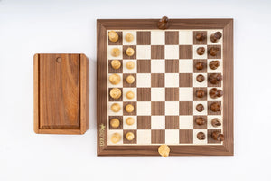 Jeu d'Échecs Odyssée en Bois de Noyer — vue du dessus