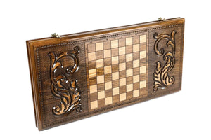 Plateau de Backgammon en Bois Marqueté Damier