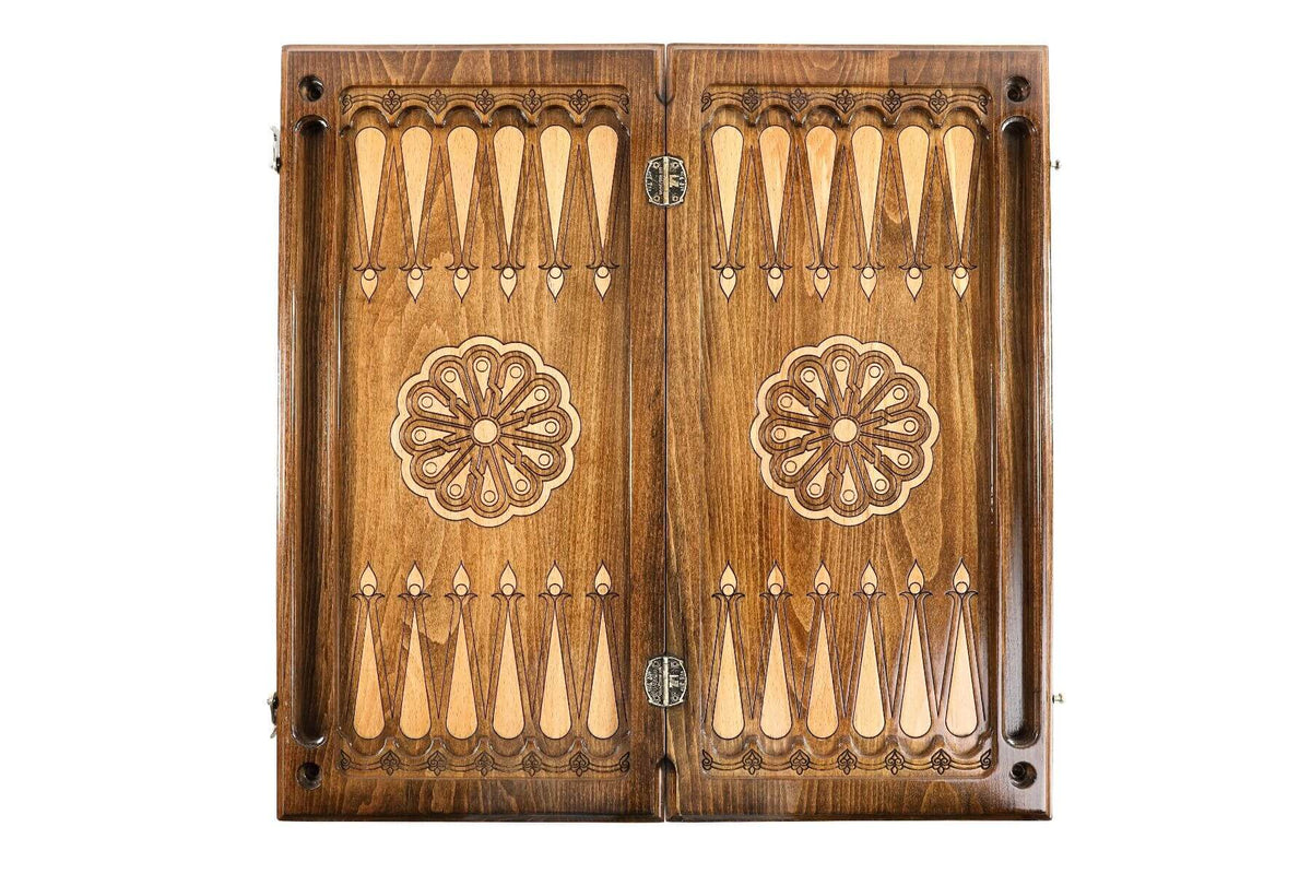 Plateau de Backgammon en Bois Marqueté Luxueux