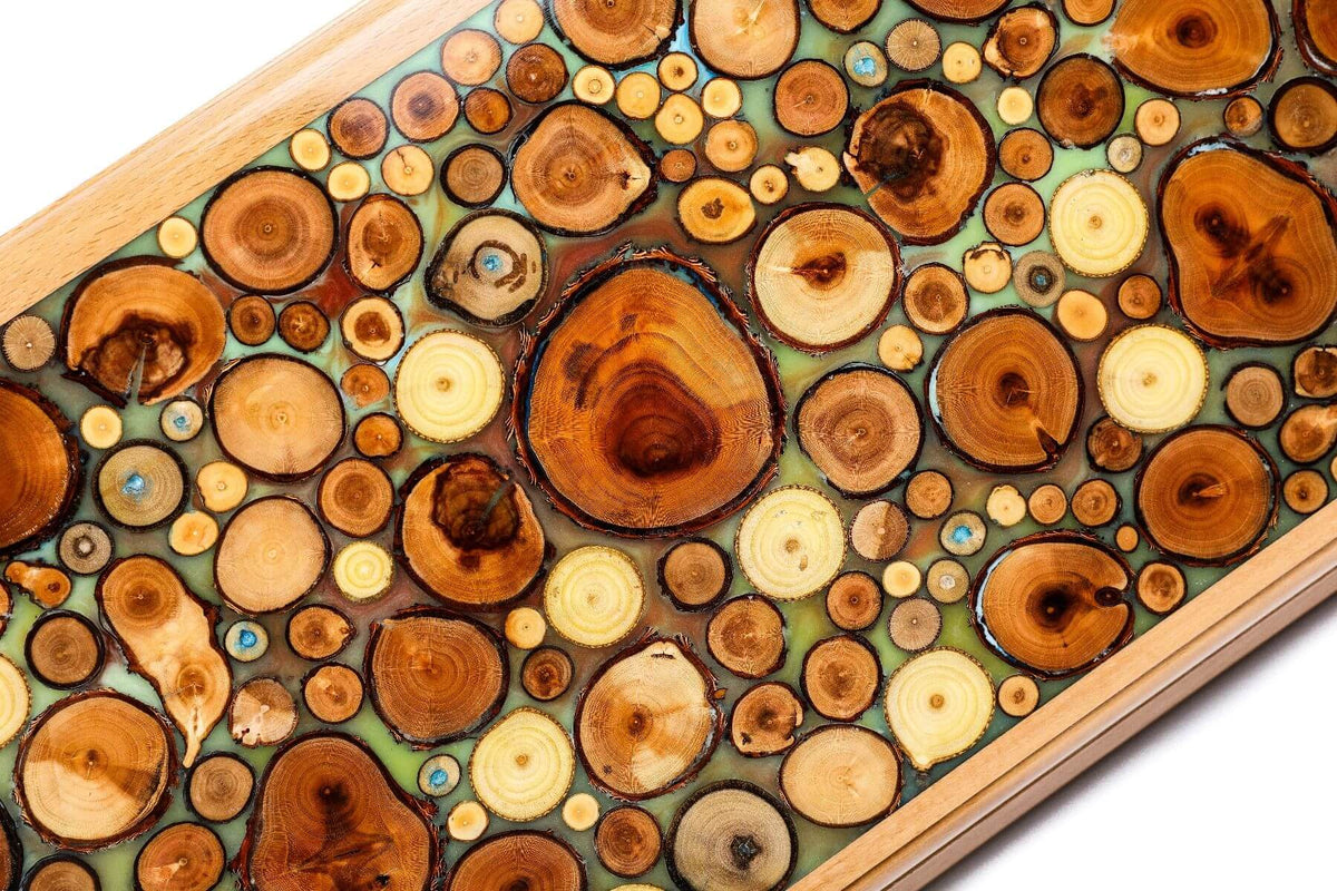 Backgammon en Bois Massif Turquoise