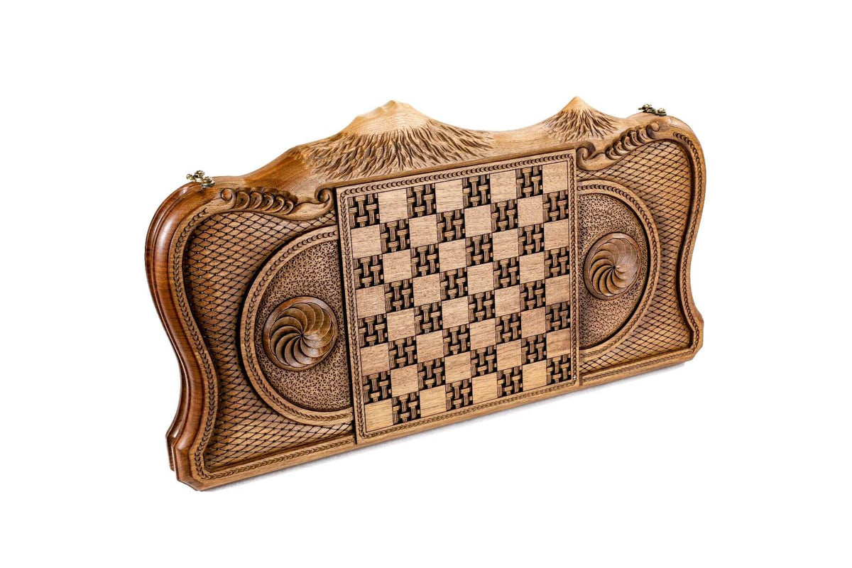 Backgammon de Voyage de Luxe Damier