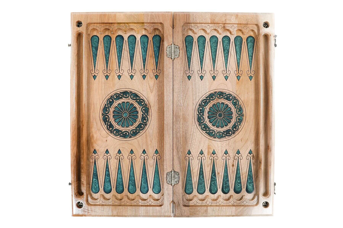 Plateau de Backgammon Professionnel en Bois d'Epoxy