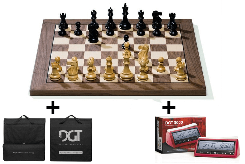 Pack d'Echecs Bluetooth avec echiquier, pièces d'échecs, sac et horloge