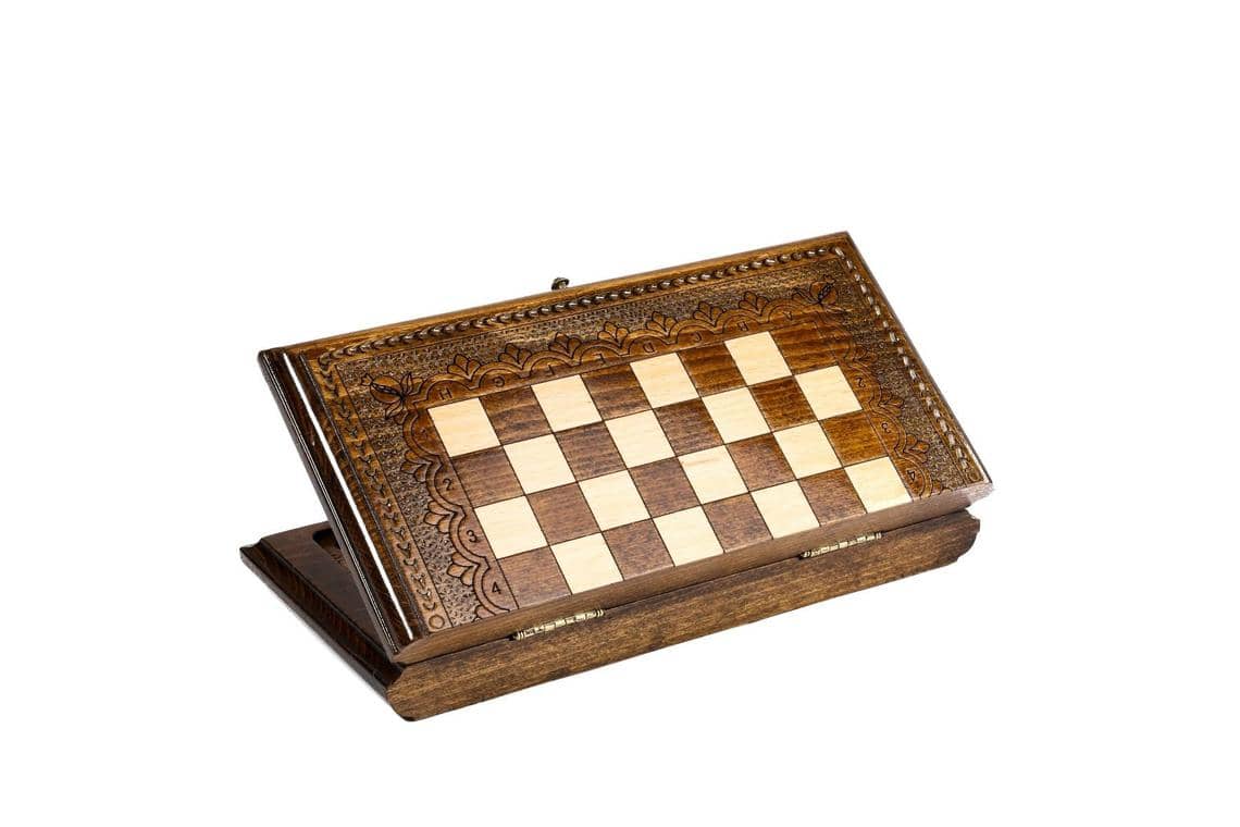 Echiquier Pliable en Bois de Hêtre et son Jeu d'Echecs Table