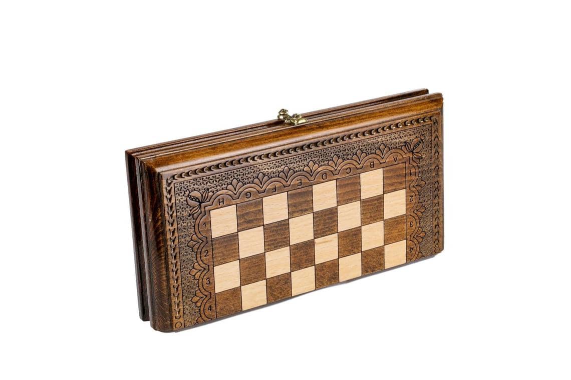 Echiquier Pliable en Bois de Hêtre et son Jeu d'Echecs Pliable