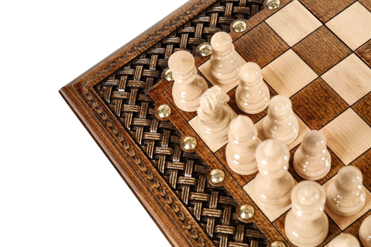 Jeu d'Echecs en Bois 40 cm Pions Noirs