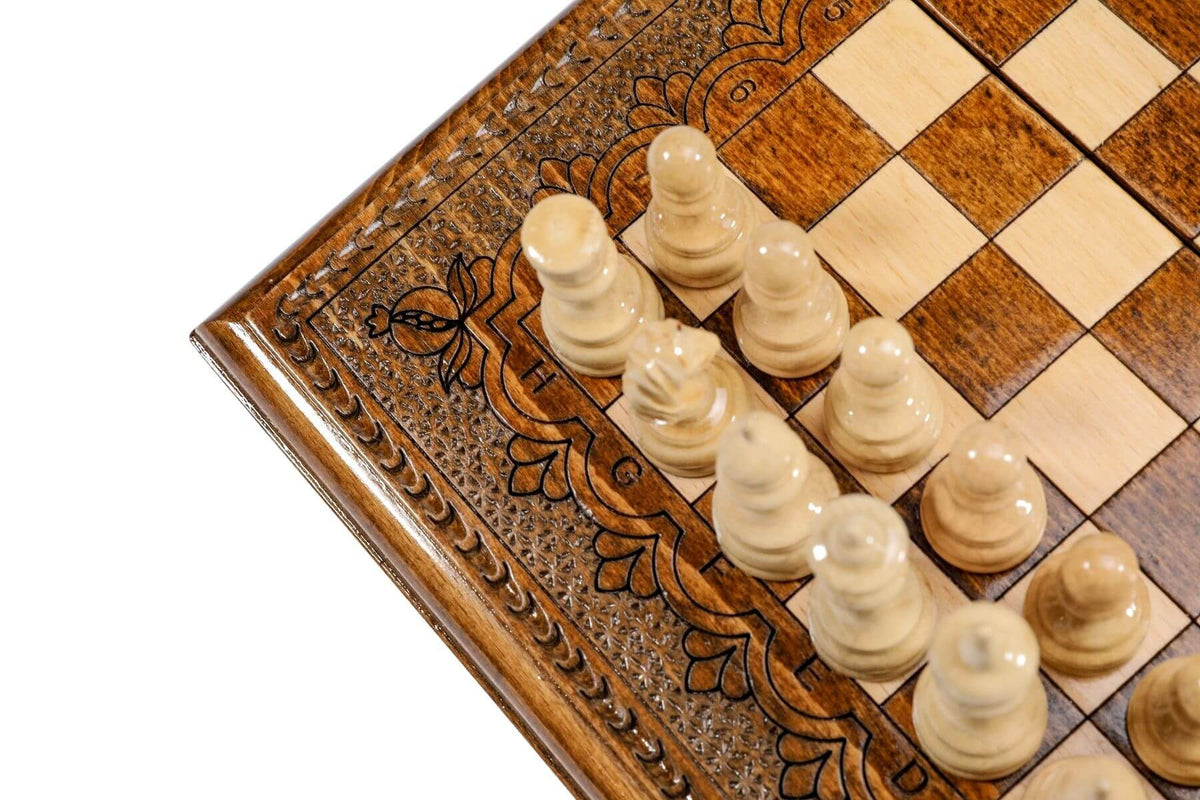 Jeu d'Échecs en Bois Fait Main Damier