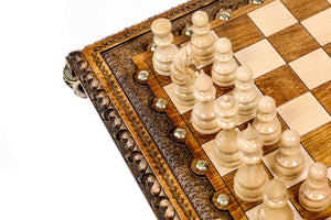 Jeu d'Échecs en Bois Précieux Bronze