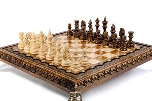 Jeu d'Échecs en Bois Précieux en Bois de Hêtre