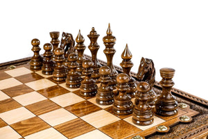 Jeu d'Échecs en Bois Précieux Pions Noirs