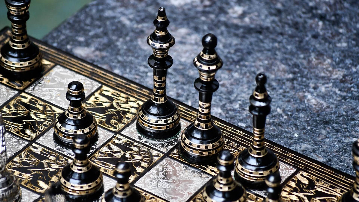 Pièces d'Échecs en Métal avec Pions