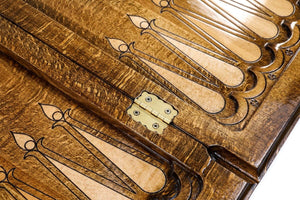Plateau Backgammon Art Rococo en Bois de Hêtre