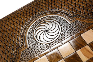 Plateau de Backgammon Artisanal Roue du Soleil