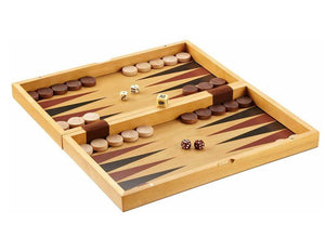 Plateau de Backgammon en Bois de Peuplier Pions Noirs et Blancs