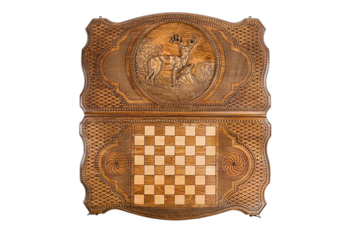 Plateau de Backgammon avec Cerf Cavalier