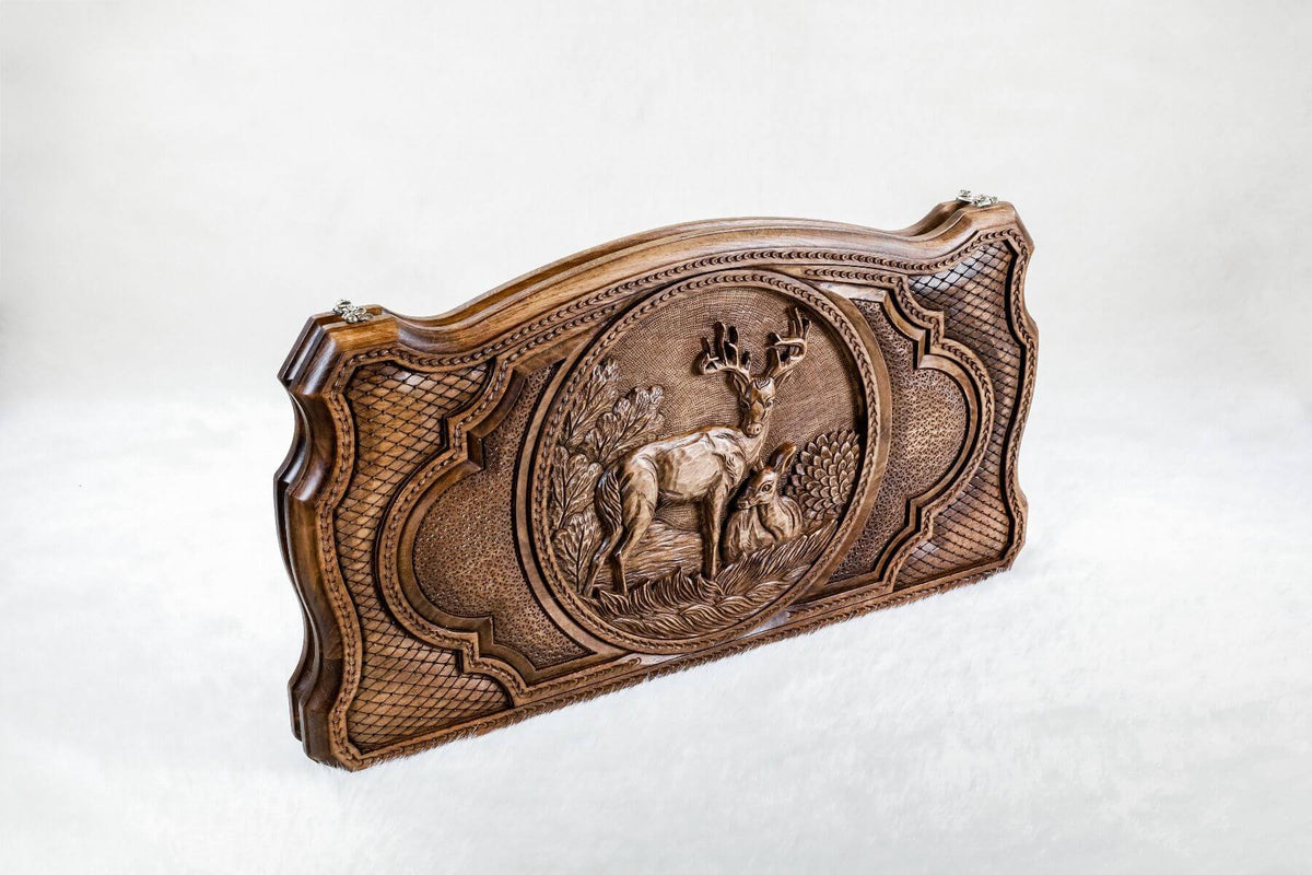 Plateau de Backgammon Cerf de Luxe en Bois