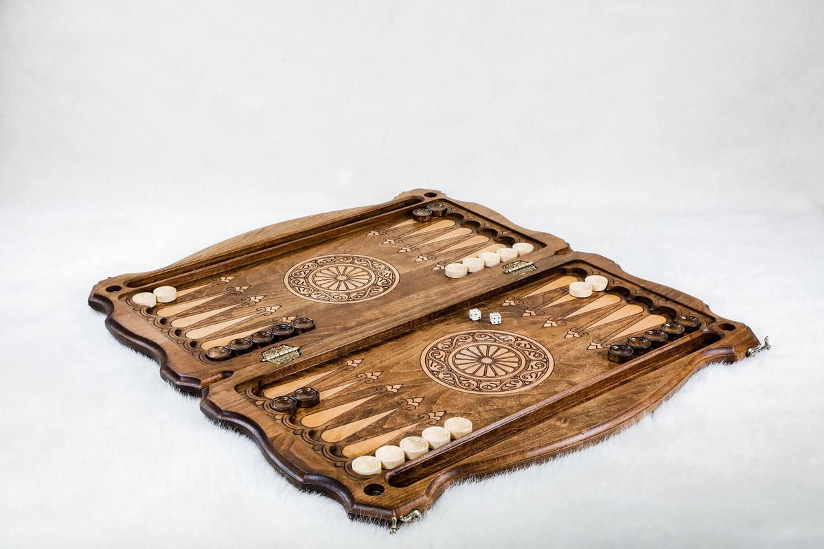 Plateau de Backgammon Cerf de Luxe Pions Noirs