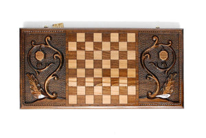 Plateau de Backgammon Khor Virap Pions Blancs et Noirs