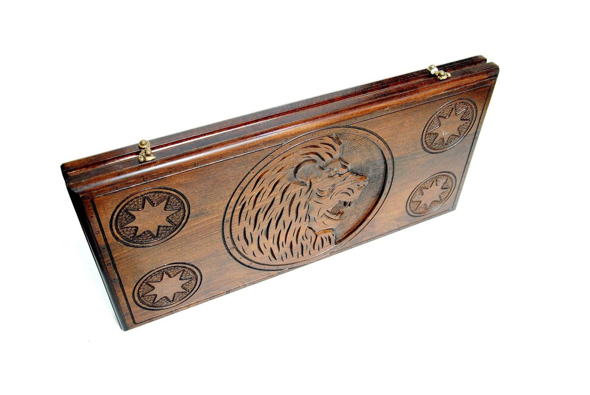 Plateau de Backgammon Lion Arménien Pions Blancs