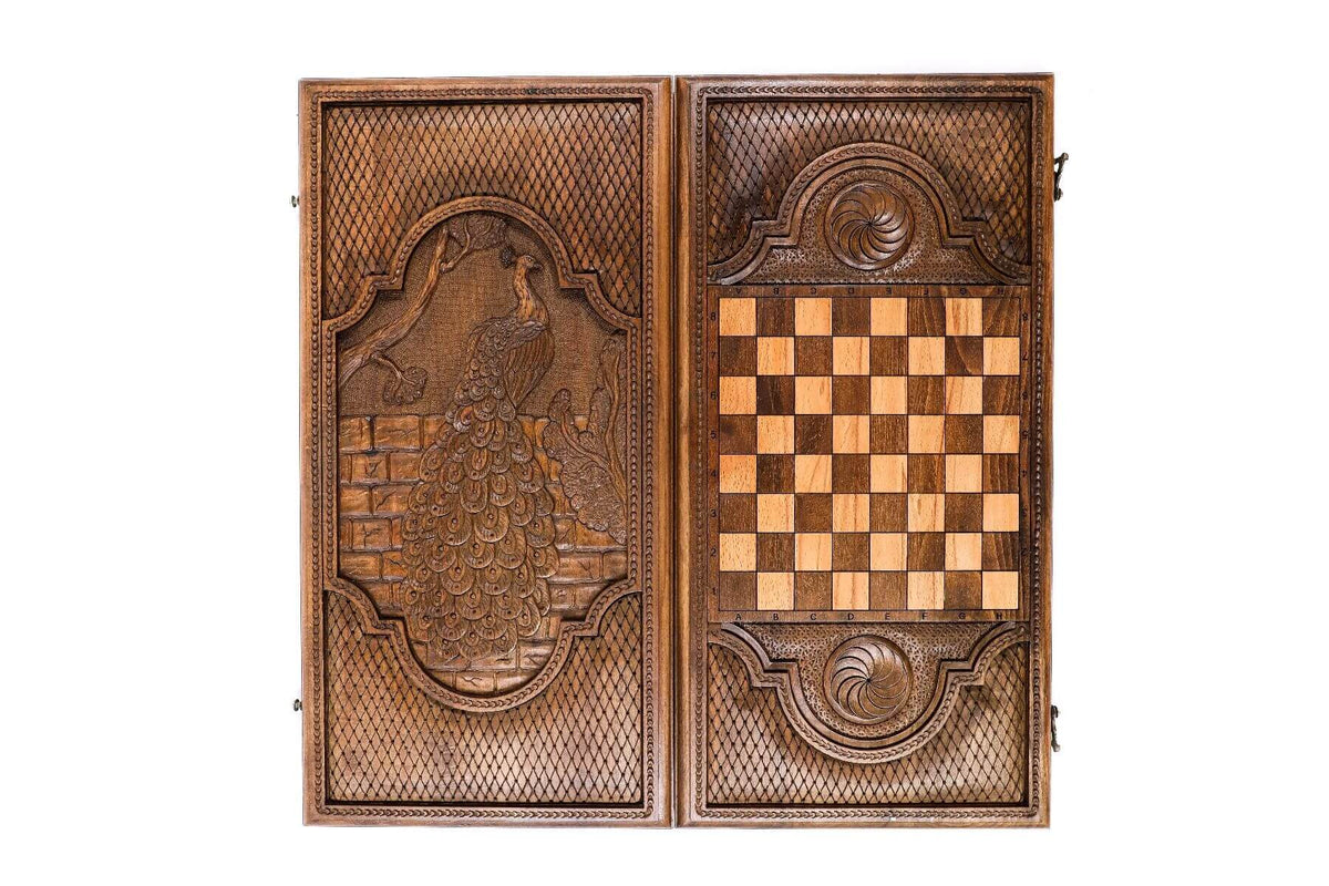 Plateau de Backgammon de Luxe Paon