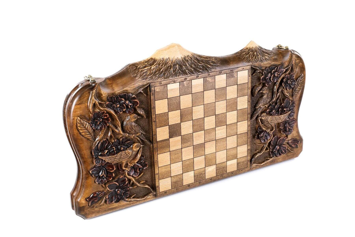 Plateau de Backgammon avec Paysage Naturel Damier