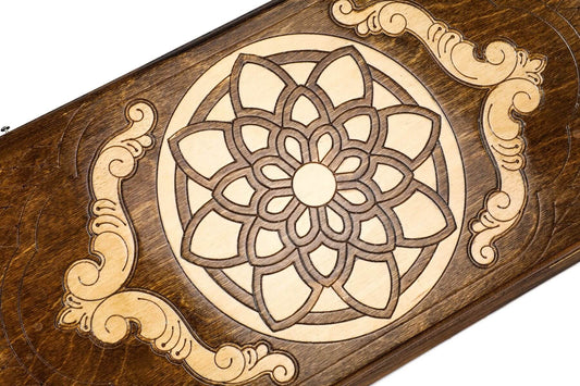 Plateau Backgammon Ornementé Hêtre