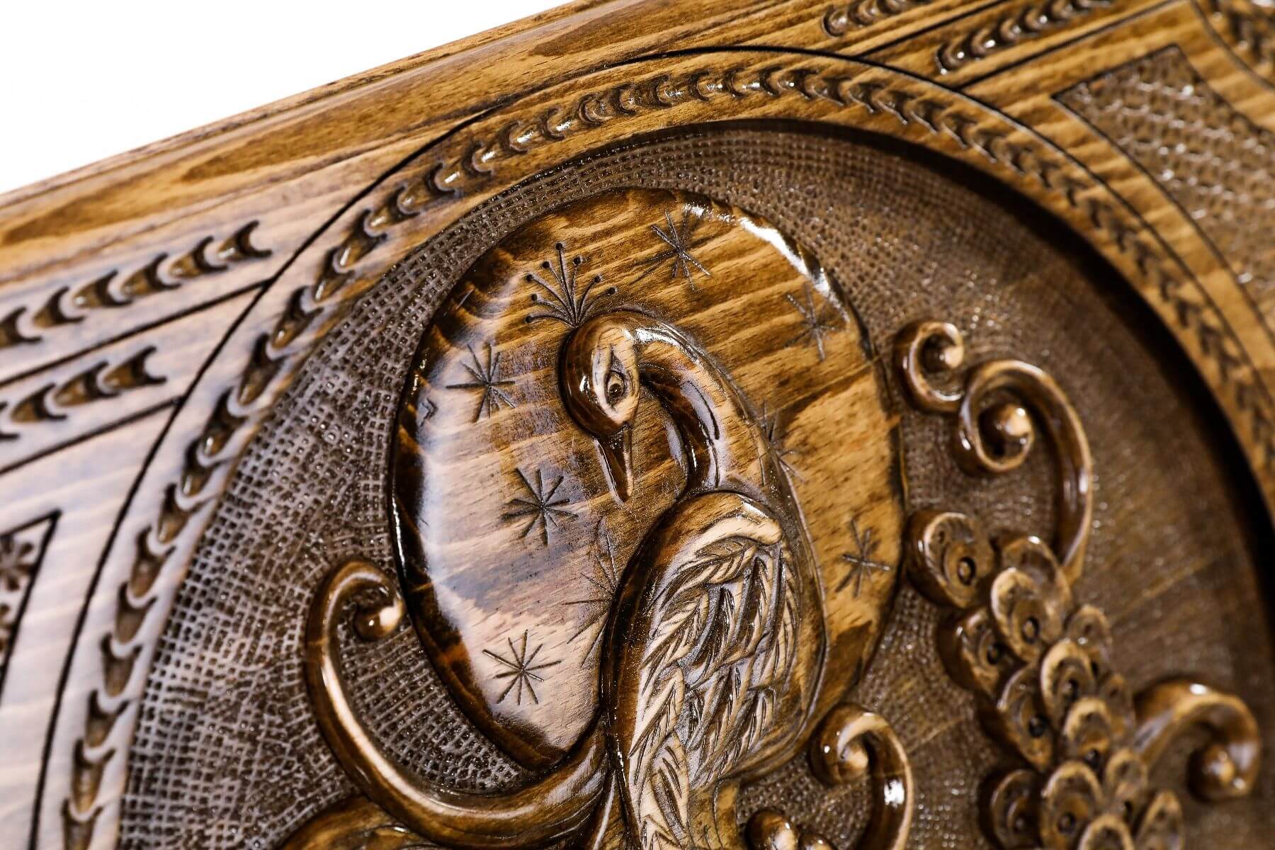 Plateau de Backgammon avec Paon Artistique