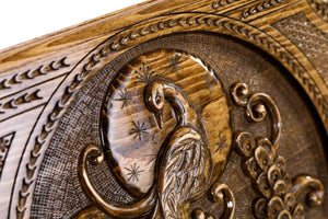 Plateau de Backgammon avec Paon Artistique