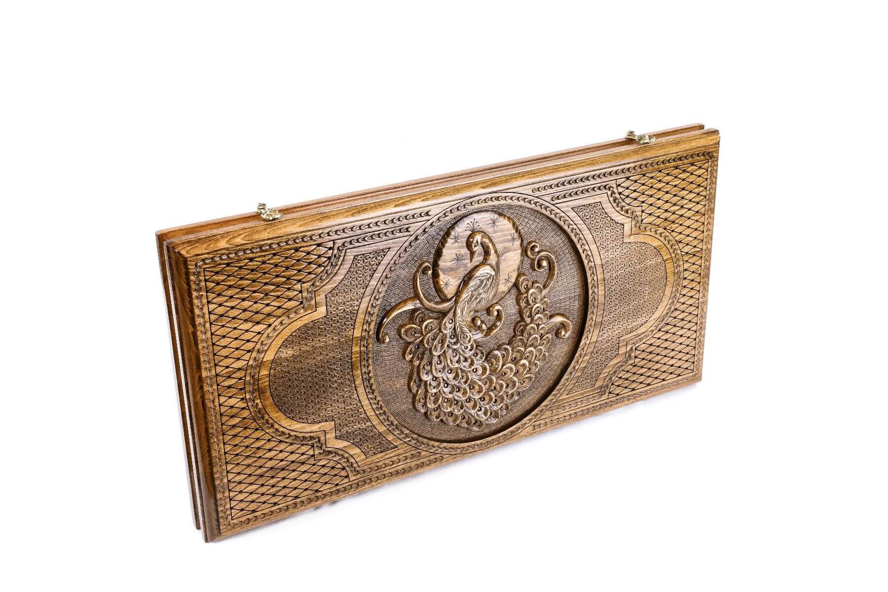 Plateau de Backgammon avec Paon Serrure