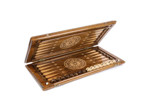 Plateau de Backgammon avec Paon Pions Blancs