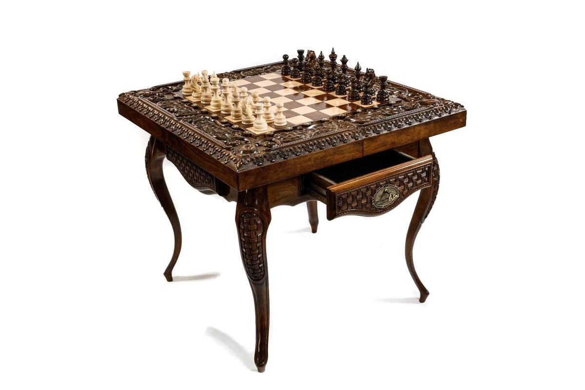 Table d'Echecs de Luxe en Bois de Hêtre